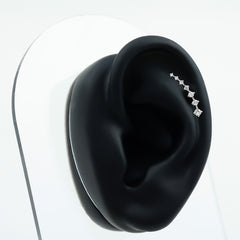 Graduated Style Moissanite Ear Crawler Earring for Helix Piercing