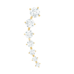 Graduated Style Moissanite Ear Crawler Earring for Helix Piercing