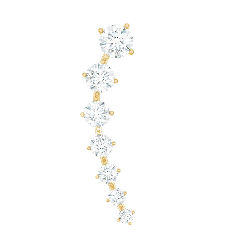 Graduated Style Moissanite Ear Crawler Earring for Helix Piercing
