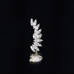 Certified Moissanite Feather Climber Cartilage Earring