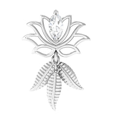 Marquise Moissanite Lotus Drop Earring for Cartilage Piercing