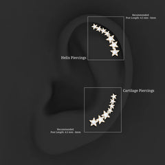 Moissanite Star Climber Earring for Cartilage Piercing