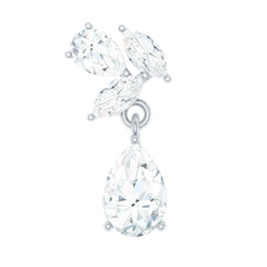 Natural Diamond Teardrop Cartilage Earring With Certificate