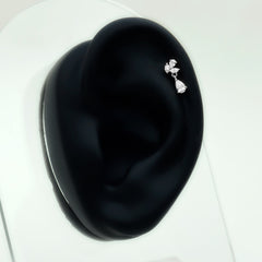 Natural Diamond Teardrop Cartilage Earring With Certificate