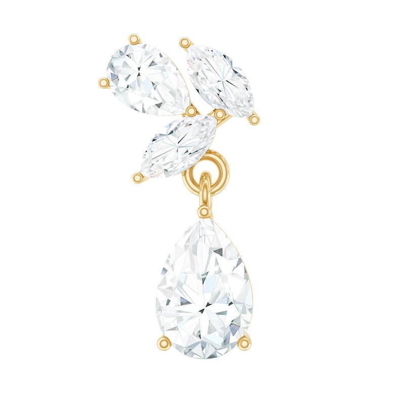 Natural Diamond Teardrop Cartilage Earring With Certificate