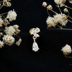 Natural Diamond Teardrop Cartilage Earring With Certificate