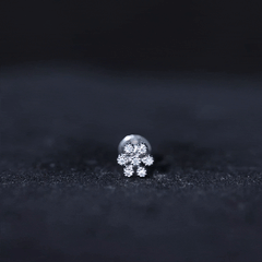 Moissanite Flower Cartilage Earring in Beaded Bezel Setting