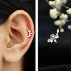 Certified Moissanite Curved Helix Earring for Women
