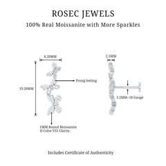 Moissanite Butterfly Climber Earring for Helix Piercing