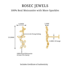 Moissanite Butterfly Climber Earring for Helix Piercing