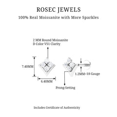 Moissanite Floral Cartilage Earring in Gold