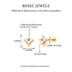 Moissanite Floral Cartilage Earring in Gold