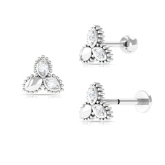 Natural Diamond Leaf Earring for Helix Piercing