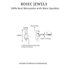 Dainty Pear and Round Cut Moissanite Tragus Earring