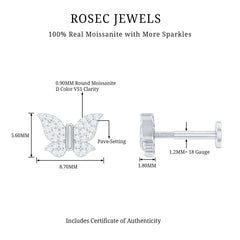 Exquisite Moissanite Butterfly Cartilage Earring