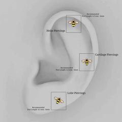 Natural Diamond Honey Bee Cartilage Earring