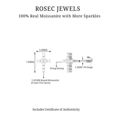 Minimalist Moissanite Cross Cartilage Earring