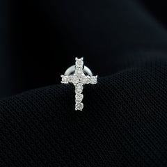 Minimalist Moissanite Cross Cartilage Earring
