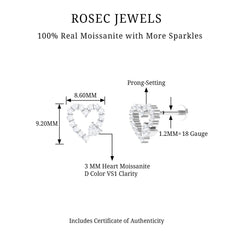 Certified Moissanite Gold Heart Cartilage Earring