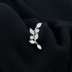 Womens Marquise Diamond Leaf Crawler Earring