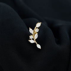Womens Marquise Diamond Leaf Crawler Earring