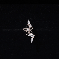 Unique Moissanite Flower Crawler Cartilage Earring