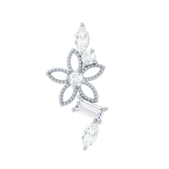 Unique Moissanite Flower Crawler Cartilage Earring