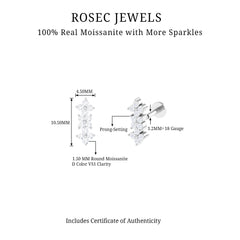 Dainty Moissanite Flower Helix Crawler Earring