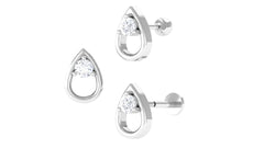 Round Moissanite Teardrop Helix Earring