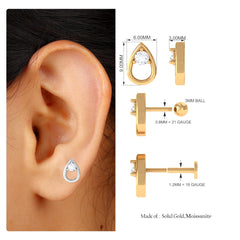 Round Moissanite Teardrop Helix Earring