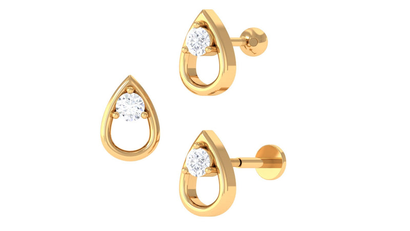 Round Moissanite Teardrop Helix Earring