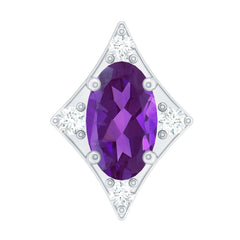 Oval Natural Amethyst Tragus Earring with Moissanite
