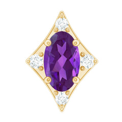 Oval Natural Amethyst Tragus Earring with Moissanite