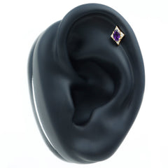 Oval Natural Amethyst Tragus Earring with Moissanite