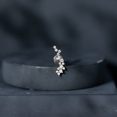 Natural Diamond Cluster Crawler Earring for Helix Piercing