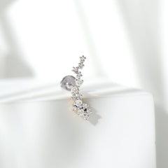 Natural Diamond Cluster Crawler Earring for Helix Piercing