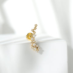Natural Diamond Cluster Crawler Earring for Helix Piercing