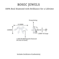 Baguette Diamond Fan Cartilage Earring