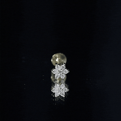 Tiny Moissanite Flower Cluster Earring for Conch Piercing