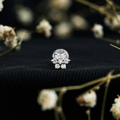 Tiny Moissanite Flower Cluster Earring for Conch Piercing