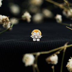 Tiny Moissanite Flower Cluster Earring for Conch Piercing