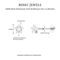 Round Diamond Star Forward Helix Earring