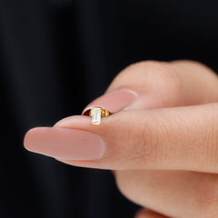 Baguette Moissanite Tragus Earring in Bar Setting