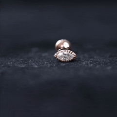 Marquise Moissanite Solitaire Tragus Earring in Bezel Setting