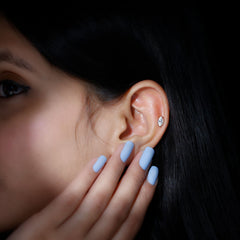 Marquise Moissanite Solitaire Tragus Earring in Bezel Setting