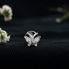 Natural Diamond Butterfly Earring for Helix Piercing