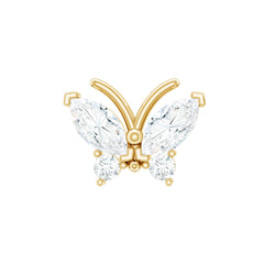 Natural Diamond Butterfly Earring for Helix Piercing