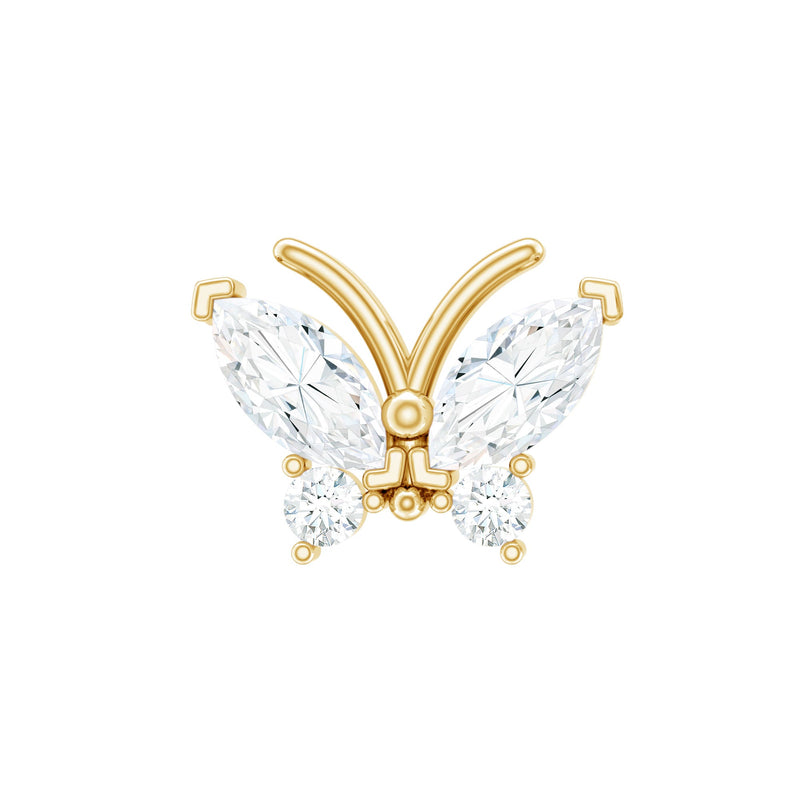 Natural Diamond Butterfly Earring for Helix Piercing