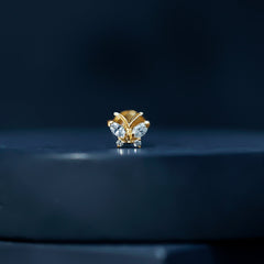 Natural Diamond Butterfly Earring for Helix Piercing