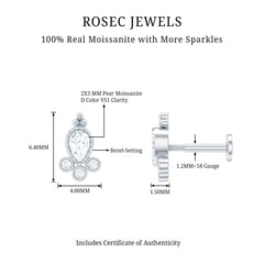 Vintage Style Moissanite Tragus Earring in Bezel Setting